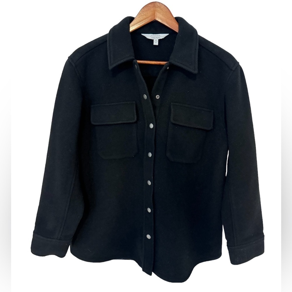 & Other Stories Size 4 Women's Wool Blend Snap Button Black Shacket